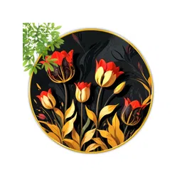 SAF Black & Red 1 Piece Wood Floral and Botanical Wall Paintings-image-47