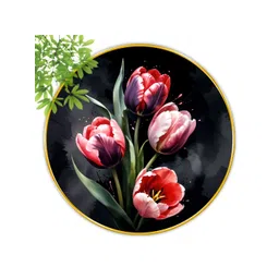 SAF Black & Red 1 Piece Wood Floral and Botanical Wall Paintings-image-44