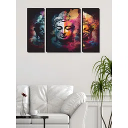 SAF Black And Red 3 Pieces Buddha Printed Wall Arts-image-10
