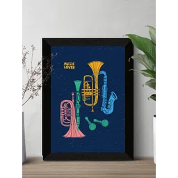 SAF Blue & Black Music Painted Framed Wall Art-picture-13