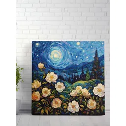 SAF Blue & Brown 1 Piece Canvas Floral and Botanical Wall Paintings-picture-39