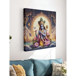 SAF Blue & Gold-Toned 1 Piece Canvas Religious Wall Paintings-picture-16
