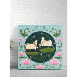 SAF Blue & Navy Blue 1 Piece Canvas Birds and Animals Wall Paintings-picture-34