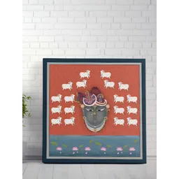 SAF Blue & Orange 1 Piece Canvas Birds and Animals Wall Paintings-picture-35