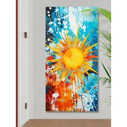 SAF Blue & Orange Colored Shining Sun Painting Wall Art-picture-18
