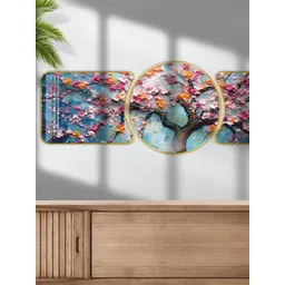 SAF Blue & Pink 1 Piece Wood Floral and Botanical Wall Paintings-picture-24