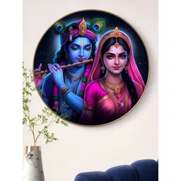 SAF Blue & Pink Radha Krishna Divine Love Religious Printed Wooden Wall Art-picture-11