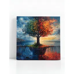 SAF Blue & Red 1 Piece Canvas Birds and Animals Wall Paintings-image-42