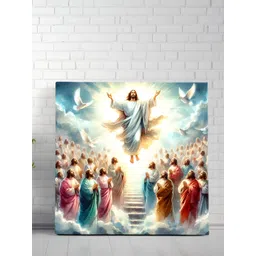 SAF Blue & White Ascension of Jesus Christ Printed Canvas Wall Art image 1