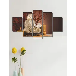 SAF Brown & Beige 5 Pieces Wood Religious Wall Paintings-picture-23
