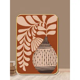 SAF Brown & Beige Terracotta Botanical Vase Wooden Wall Art-picture-17