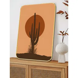 SAF Brown & Black 1 Piece Wood Cactus Wall Art Paintings-picture-11