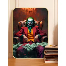 SAF Brown & Red Joker Sitting on Throne Wooden Wall Art-picture-22