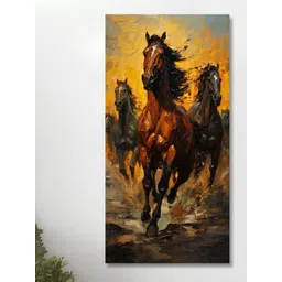 SAF Brown & Yellow Canvas Horse Painting Wall Art-picture-34