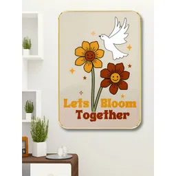 SAF Cream & Red Flowers And Bird Printed Wooden Wall Art-image-9