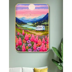 SAF Forest Blue & Pink Floral and Botanical Wooden Wall Arts-picture-40