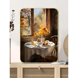 SAF Gold-Toned & Yellow Vintage Still Life Sparkle Wooden Wall Art-picture-36