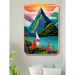 SAF Green & Blue Wood River & Mountains Wall Art-picture-13