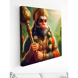 SAF Green & Orange Colored Hanuman Printed Canvas Wall Art-picture-31