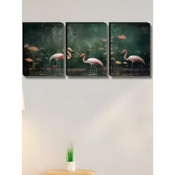 SAF Green & Pink 3 Piece Birds And Animals Duck Wood Wall Art-picture-13