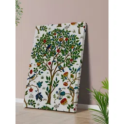 SAF Green & Red Tree of Life With Birds and Flowers Canvas Wall Painting-image-43