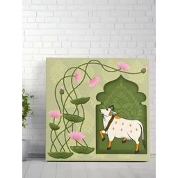 SAF Green & White 1 Piece Canvas Birds and Animals Wall Paintings-picture-31
