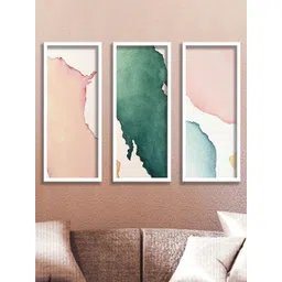 SAF Green & White 3-Pieces Modern Art Printed Framed Wall Art-picture-39