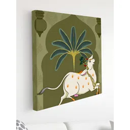 SAF Green & White Cow Printed Canvas Wall Art-picture-36