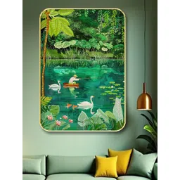 SAF Green & White Floral Printed Wooden Wall Art-picture-33