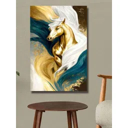 SAF Green & White Horse Canvas Waterproof Wall Art-picture-43