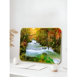 SAF Green & White Waterfall Forest Printed Wall Art-picture-26