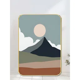 SAF Grey & Black Earth-Toned Landscape with Sun and Clouds Wooden Wall Art-picture-16