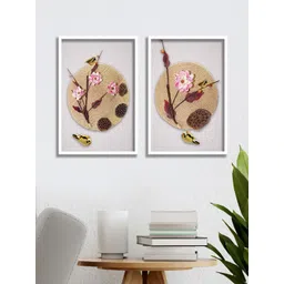 SAF Grey & Brown 2-Pieces Flower Printed Framed Wall Art-picture-21