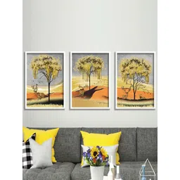 SAF Grey & Brown 3 Pieces Abstract Painting Waterproof Wall Arts-picture-24