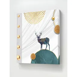 SAF Grey & Green Canvas Modern Abstract Deer Wall Art-picture-33
