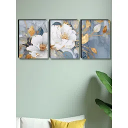 SAF Grey & White 3 Piece Wood Floral and Botanical Wall Art-picture-44