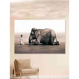 SAF Grey & White Elephant Sparkle Coated Unframed Wall Art-picture-39