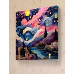 SAF Navy Blue & Pink 1 Piece Canvas Abstract Wall Paintings-picture-31