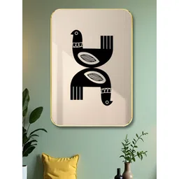 SAF Off White & Black Birds Printed Wooden Wall Art-picture-41