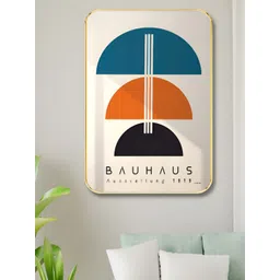 SAF Off White & Blue BAUHAUS Printed Wooden Wall Art-picture-12