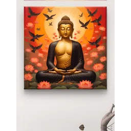 SAF Orange & Black 1 Piece Canvas Religious Wall Paintings-picture-23