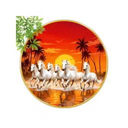 SAF Orange & Yellow 1 Piece Wood Birds and Animals Wall Paintings-picture-13