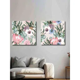 SAF Pink & Green 2-Pieces Floral Printed Canvas Wall Art-picture-14