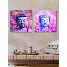 SAF Pink & Purple 2-Pieces Lord Buddha Printed Canvas Wall Art-picture-21