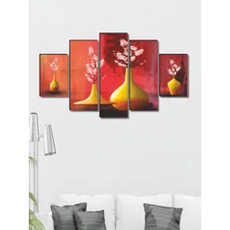 SAF Pink & Yellow 5 Pieces Wooden Wall Art-picture-27
