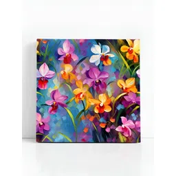 SAF Purple & Orange Colored Orchid Flowers Printed Canvas Wall Art-picture-16