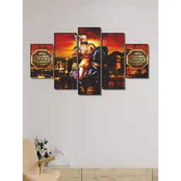 SAF Red & Black 5 Pieces Chhatrapati Shivaji Maharaj Wall Paintings-picture-29