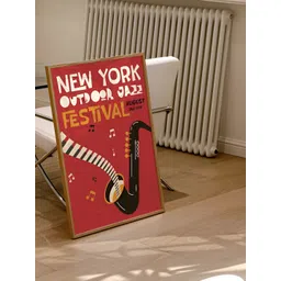 SAF Red & Black Graphic Wooden Painting Wall Art-picture-26