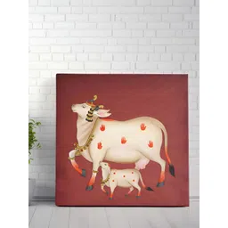 SAF Red & White 1 Piece Canvas Birds and Animals Wall Paintings-image-1
