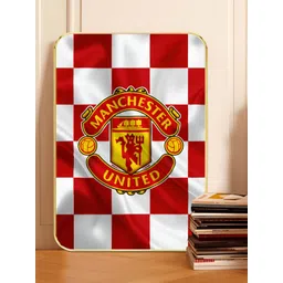 SAF Red & White Wooden Manchester United FC Checkered Logo Wall Art-picture-34